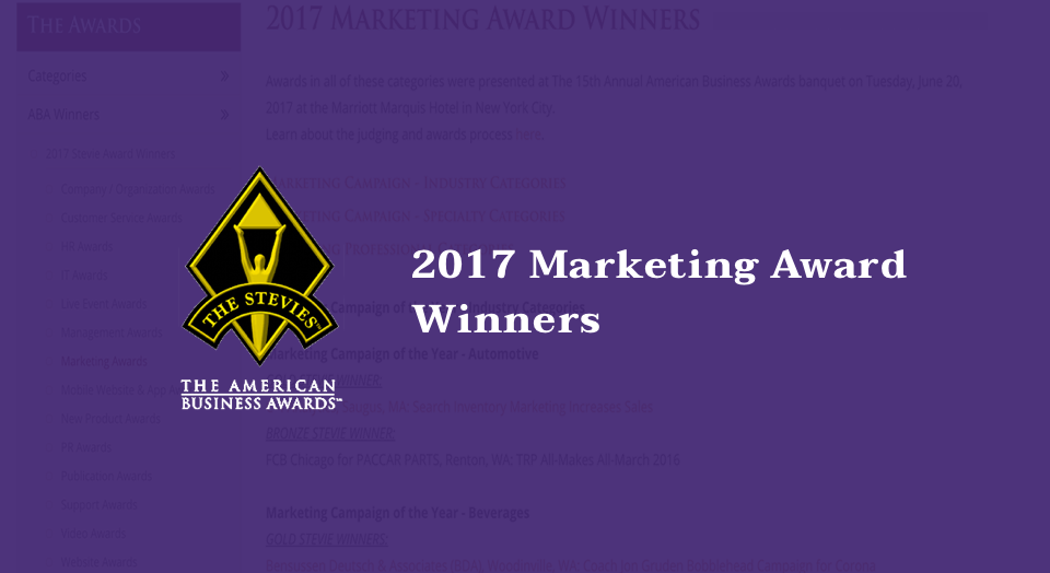 ABA 2017 Marketing Award Winners
