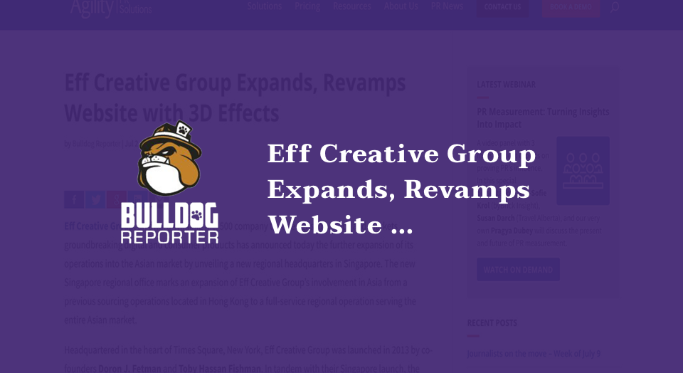 Eff Creative Group Expands, Revamps Website with 3D Effects