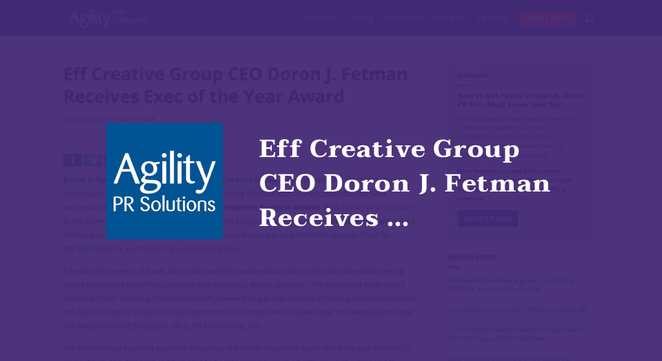 Eff Creative Group CEO Doron J. Fetman Receives Exec of the Year Award