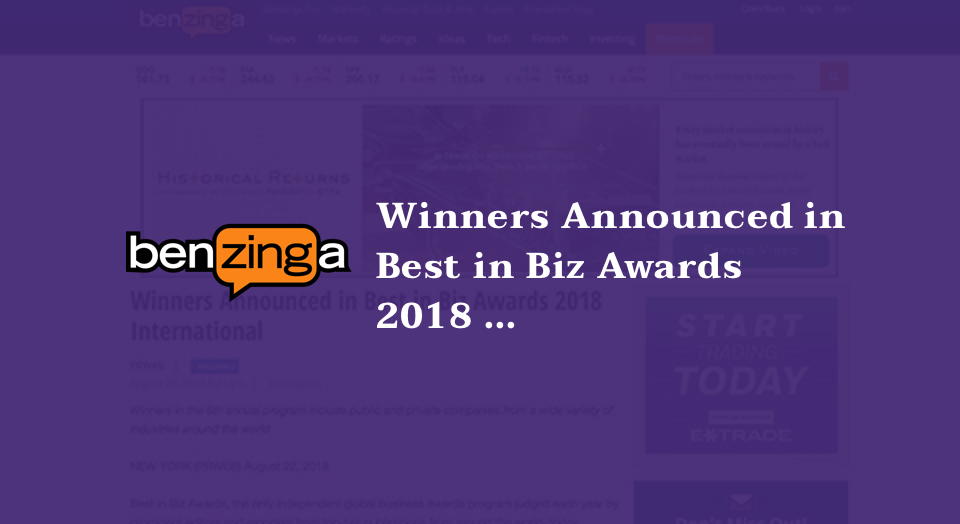 Winners Announced in Best in Biz Awards 2018 International