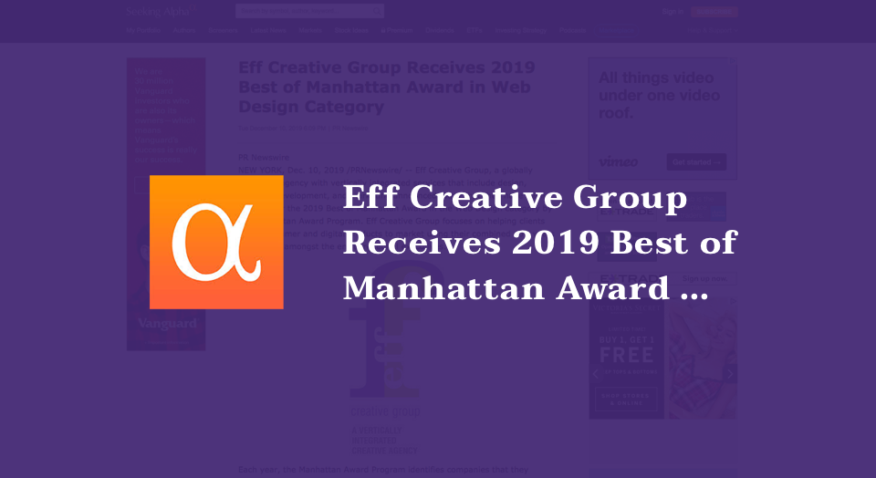 Eff Creative Group Receives 2019 Best of Manhattan Award in Web Design Category